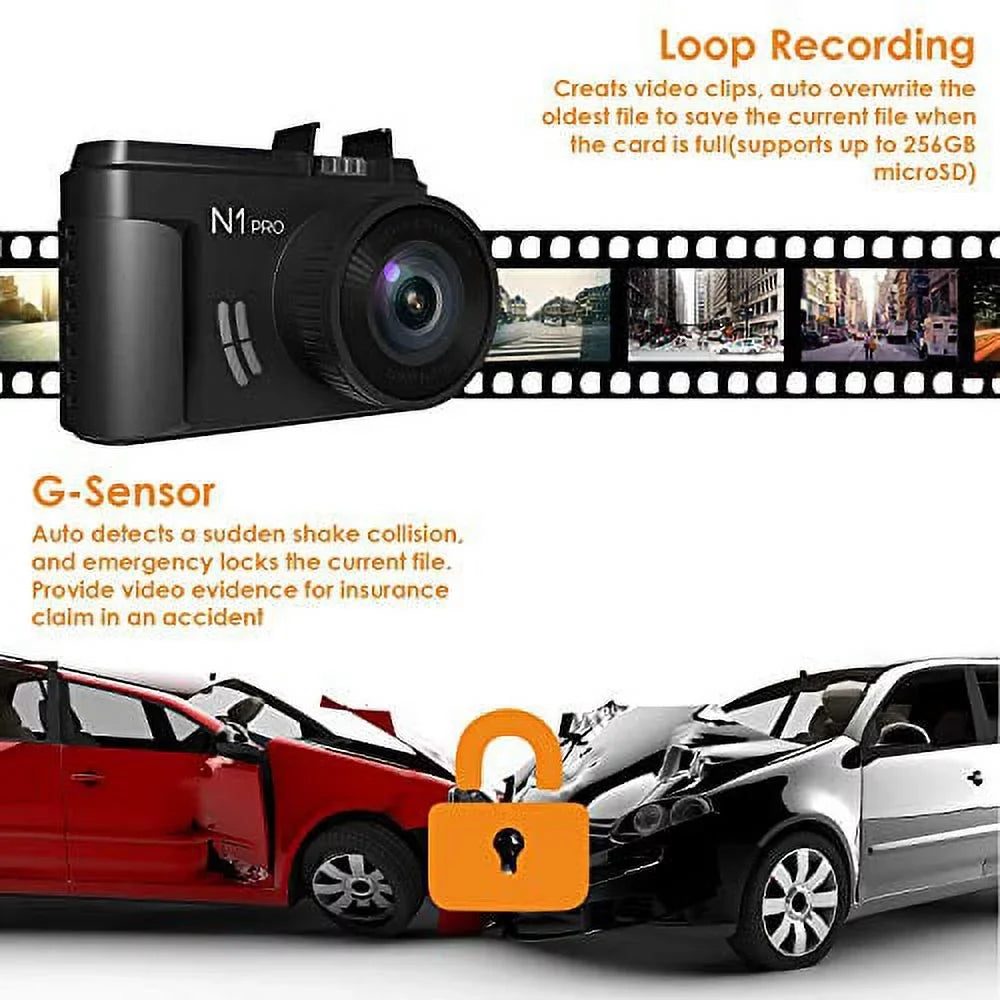 (Vantrue 128GB included)Vantrue  Pro Mini Dash Cam Full  1920x1080P Car Dash Camera 1.5 inch 160  DashCam with Sony Night Vision Sensor, 24 Hours Parking Mode, Motion Sensor, Collision Detection
