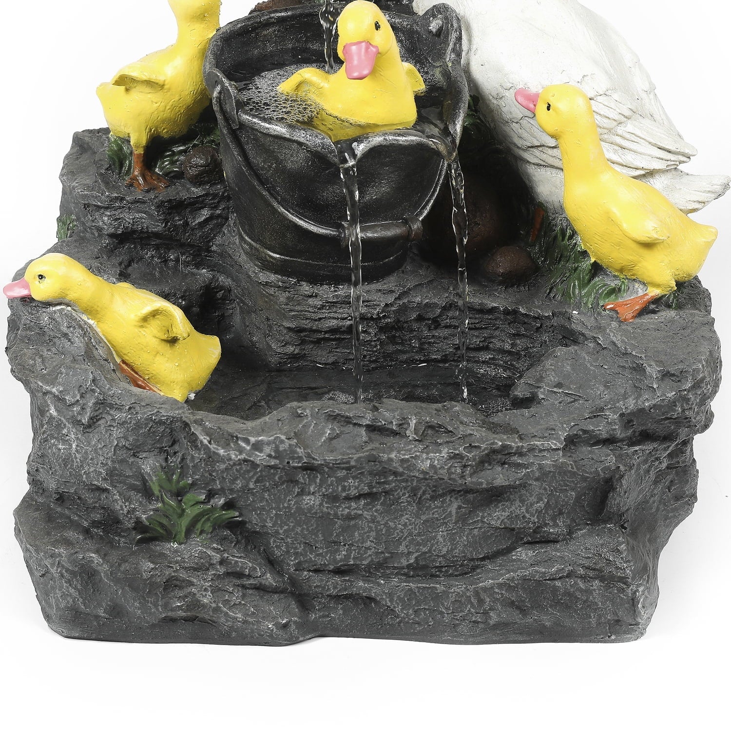 HomeStock Resin Antique Ambiance Duck Family Bath Outdoor Fountain