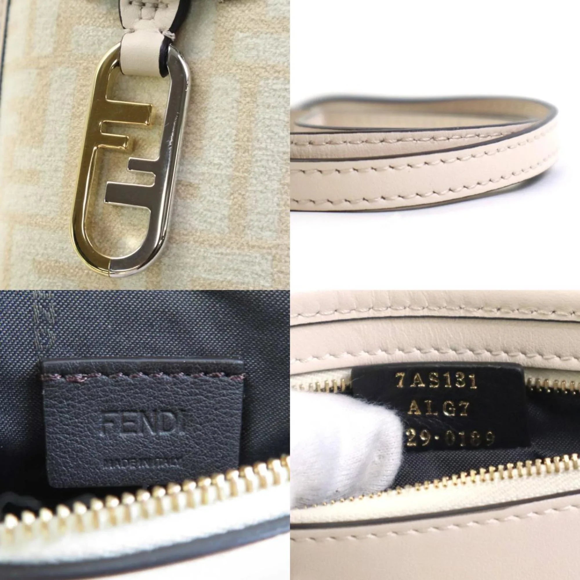Pre-Owned Fendi  Pouch Phone Orlock Leather/Viscose Pink Beige Women's 7AS131  (Good)