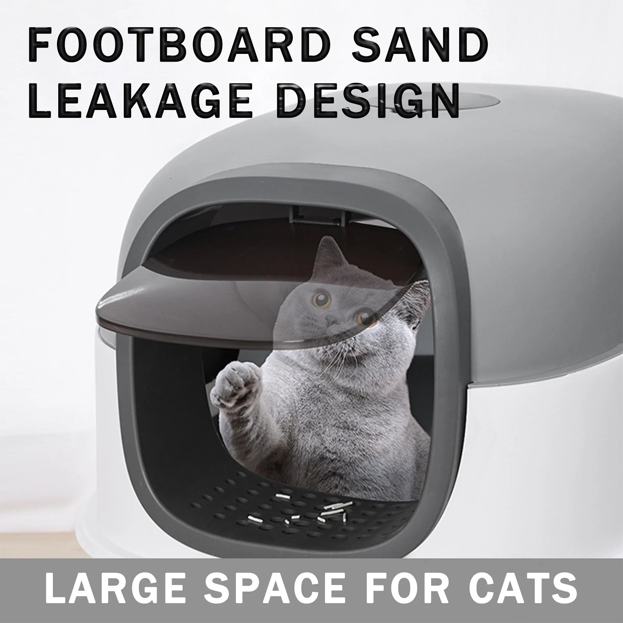 Large Cat Litter Box,Pets Enclosed Cat Litter Boxes,Odor Control,Jumbo Hooded,Gray,Door Isolate Smelly