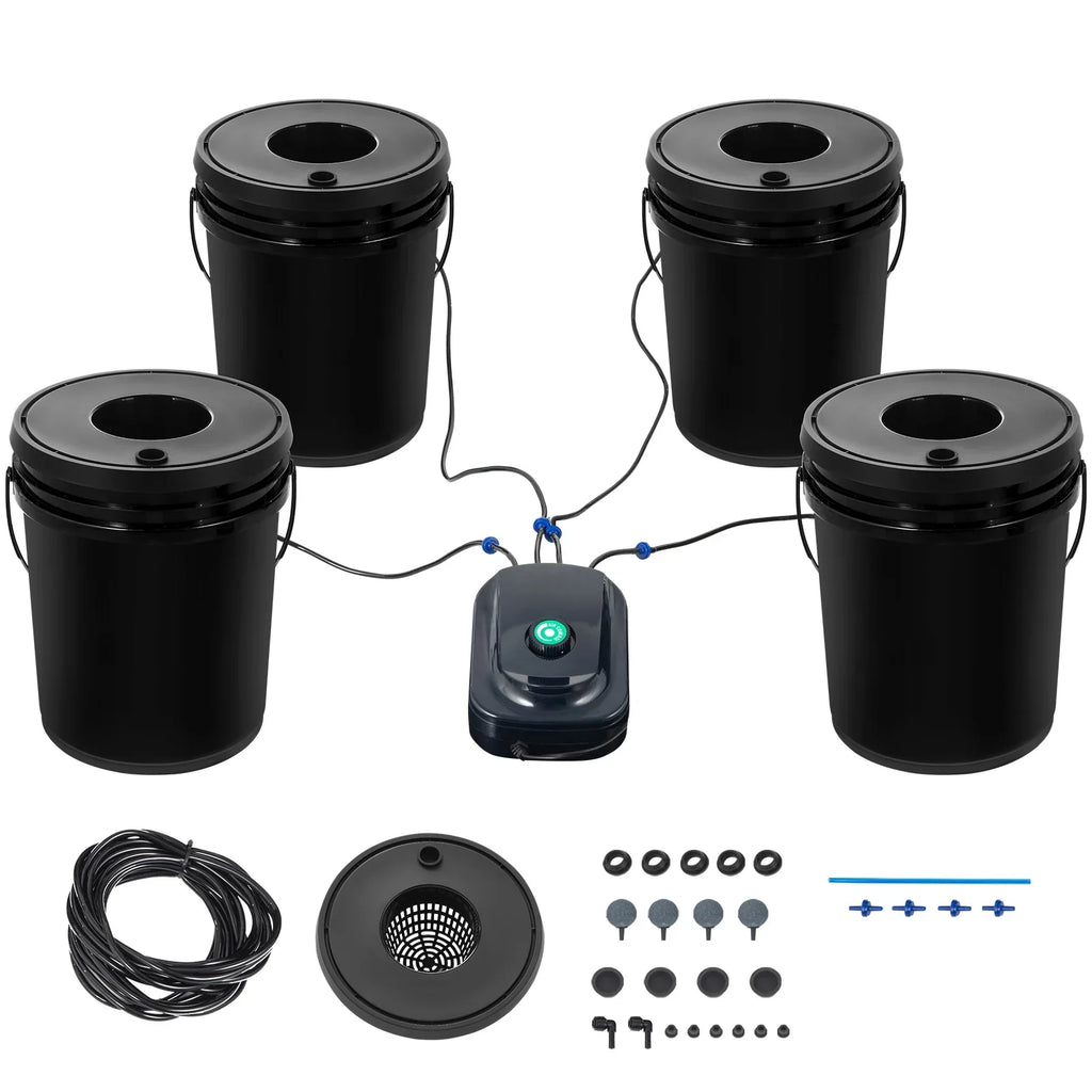5 Gallon 4 Buckets  Hydroponic System Deep Water Culture Growing Bucket, Hydroponics Grow Kit with Pump