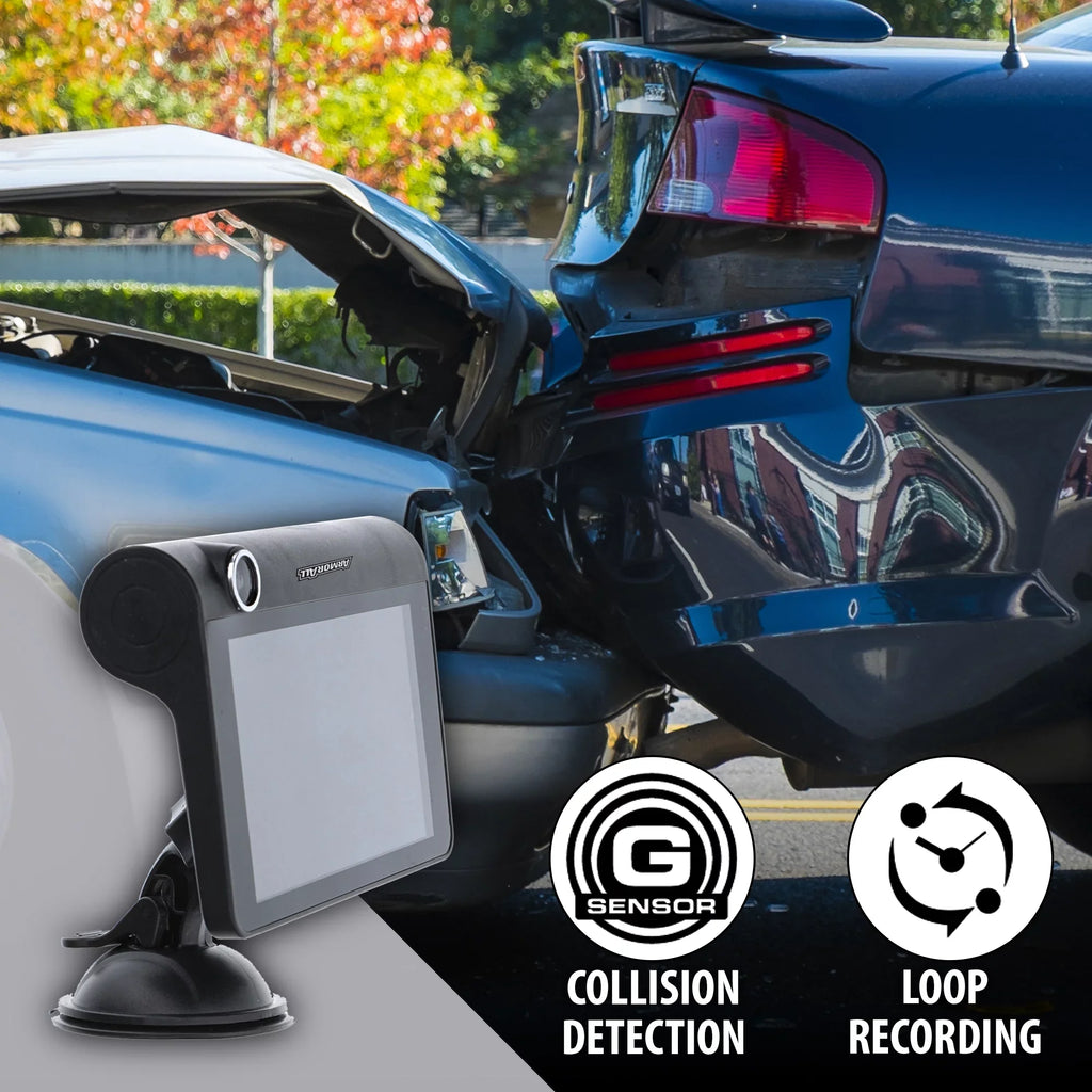 New Armor All Universal 4 inch  1080P  Dual-Lens Dash Camera, -sensor Detects Motion and Accidents, Two Cameras, Micro- Card Slot