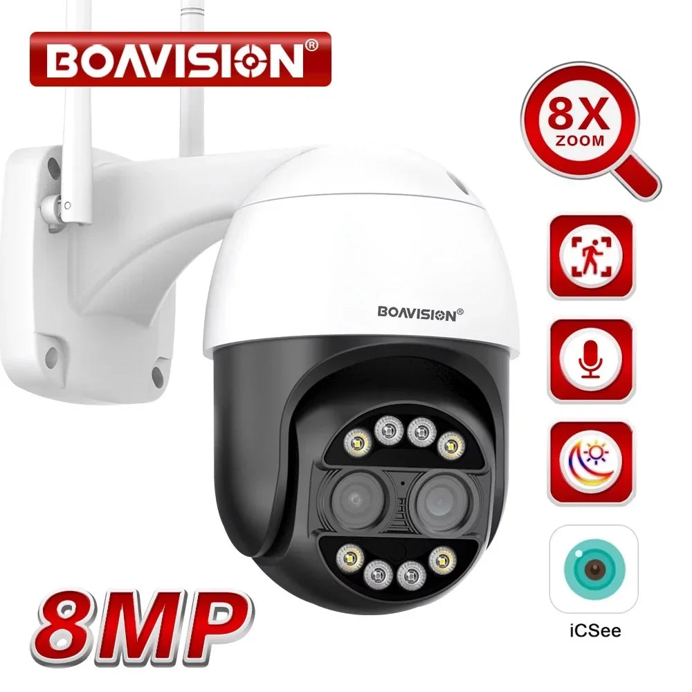 ICSee WiFi  Camera Dual Lens  Wireless Outdoor   Home Security Camera
