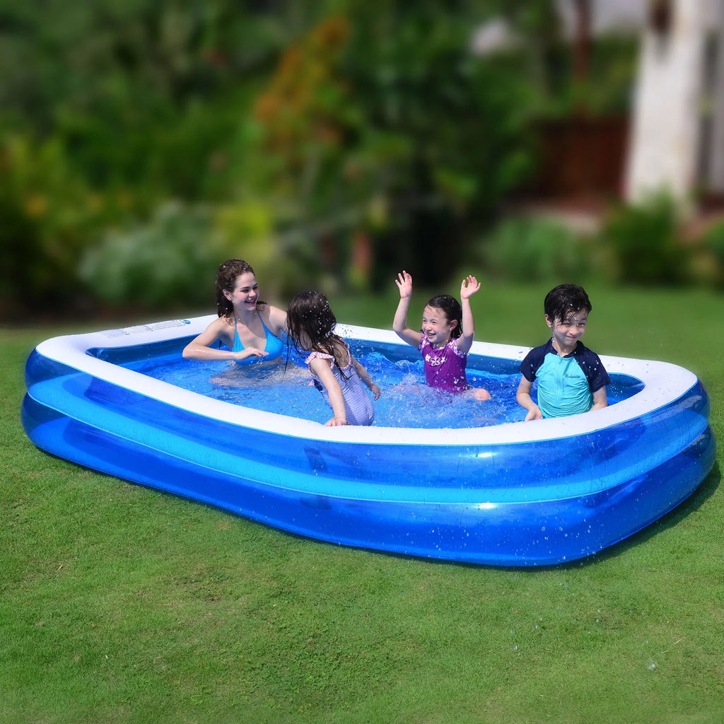Pool Central 10' Blue and White Inflatable Rectangular Swimming Pool