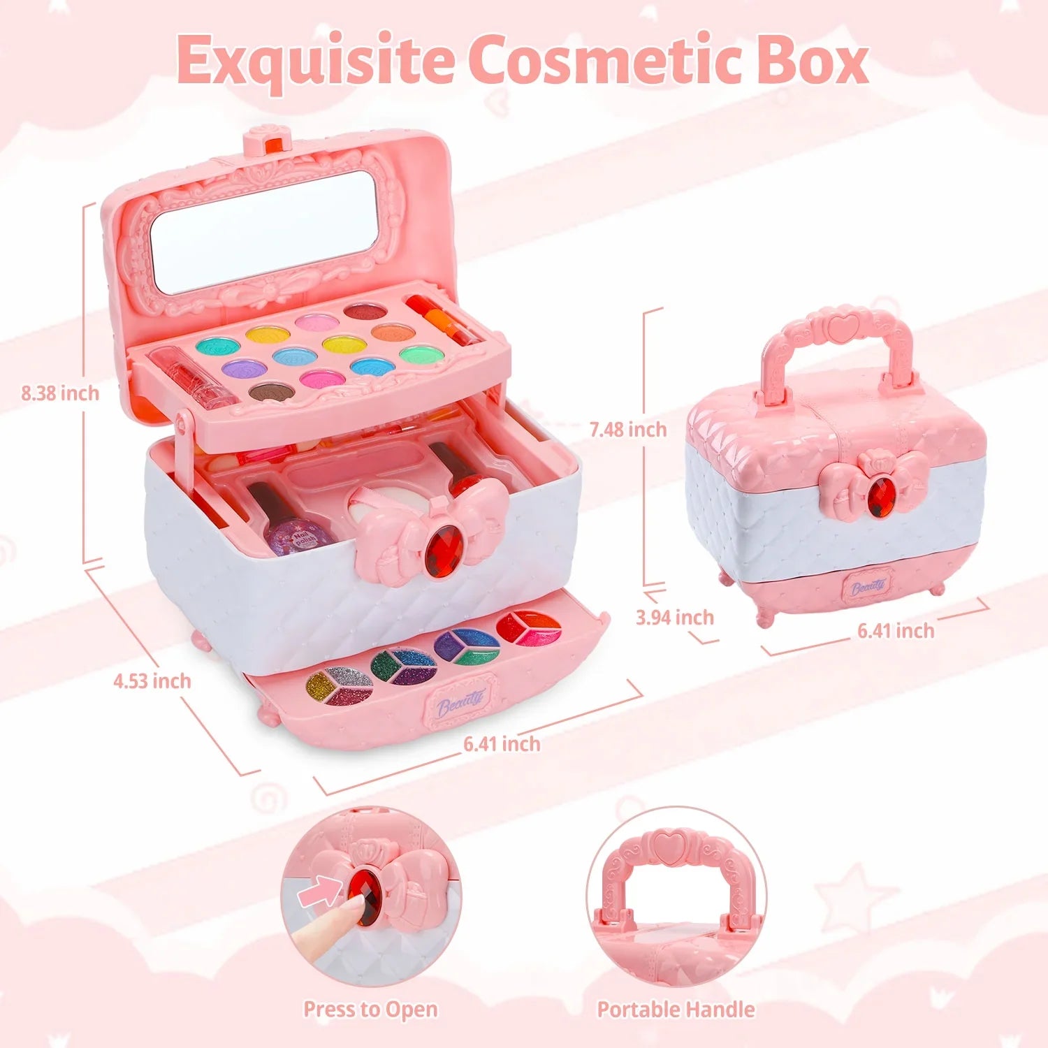 Kids Makeup Kit for Girl 42 Pcs Washable Real Cosmetic, Safe & Non-Toxic Little Girl Makeup Set, Frozen Makeup Set for 3-12 Year Old Kids Toddler Girl Toys Christmas & Birthday Gift (Pink)