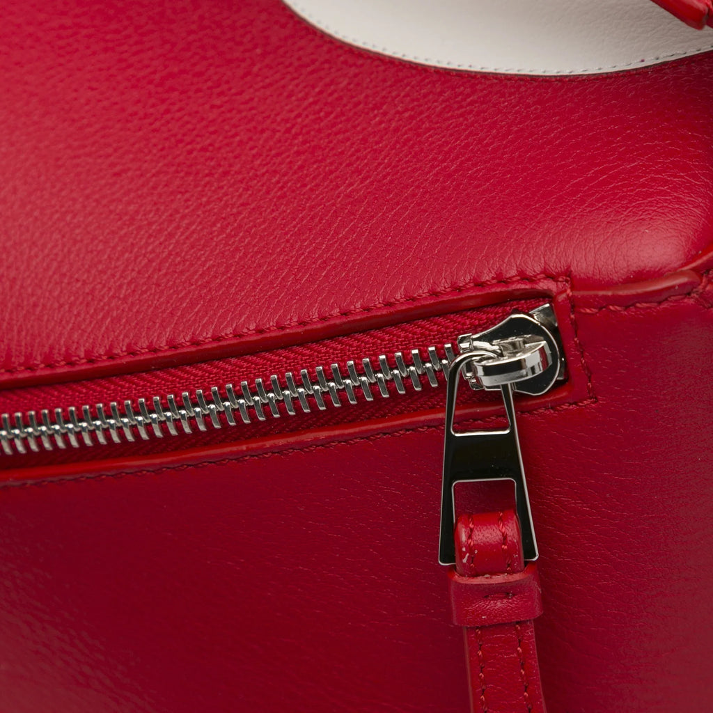 Pre-Owned Authenticated  Small Mushroom Puzzle Edge Calf Leather Red Satchel Unisex (Good)