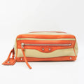Pre-Owned Balenciaga Town 527147 Men,Women Leather,Nylon Canvas Clutch Bag Orange,Yellow (Good)