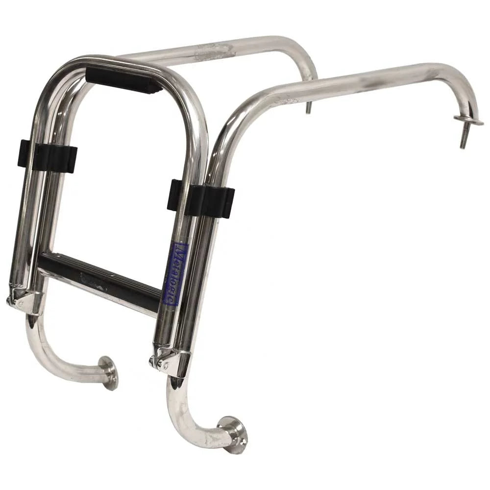 Basscat Boat Folding Boarding Ladder 49503 | 2-Step Polished Stainless Steel