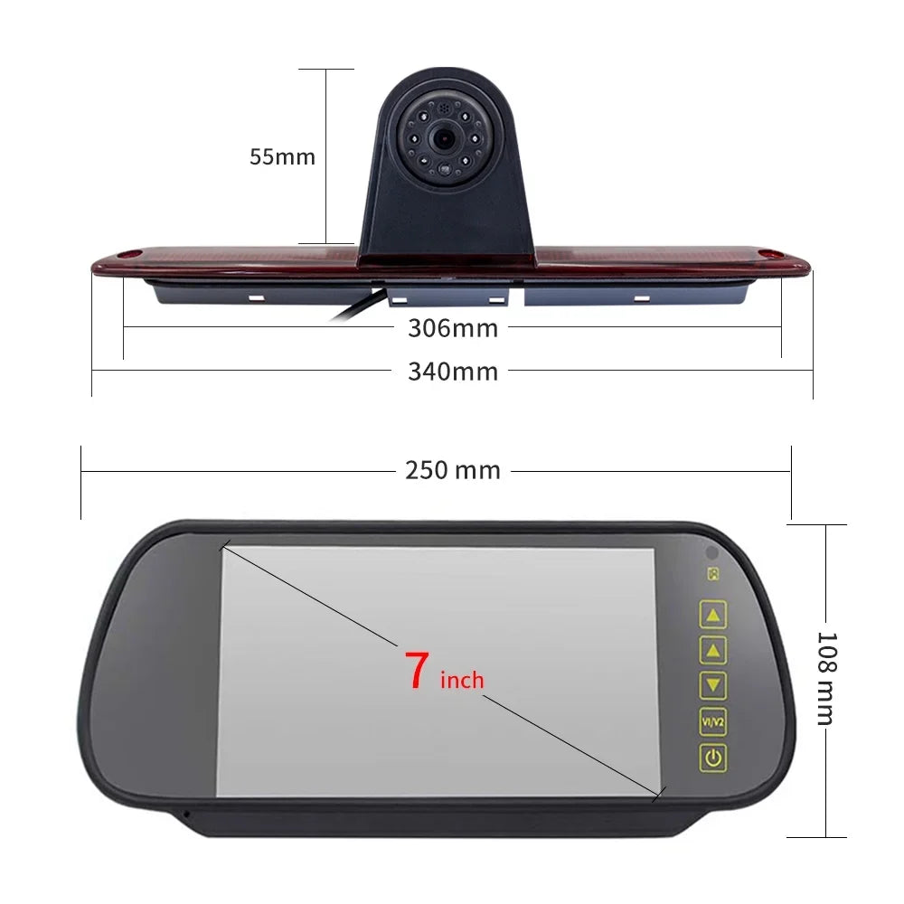 Dazzduo Brake Light Backup Camera, 7 in for Parking  Camera  Backup Vans Crafter Light Sprinter Fesjoy 7 Sazoley with Monitor Brake 7 Mercedes-Benz  7 Compatible , 7  Dabey Mercedes-