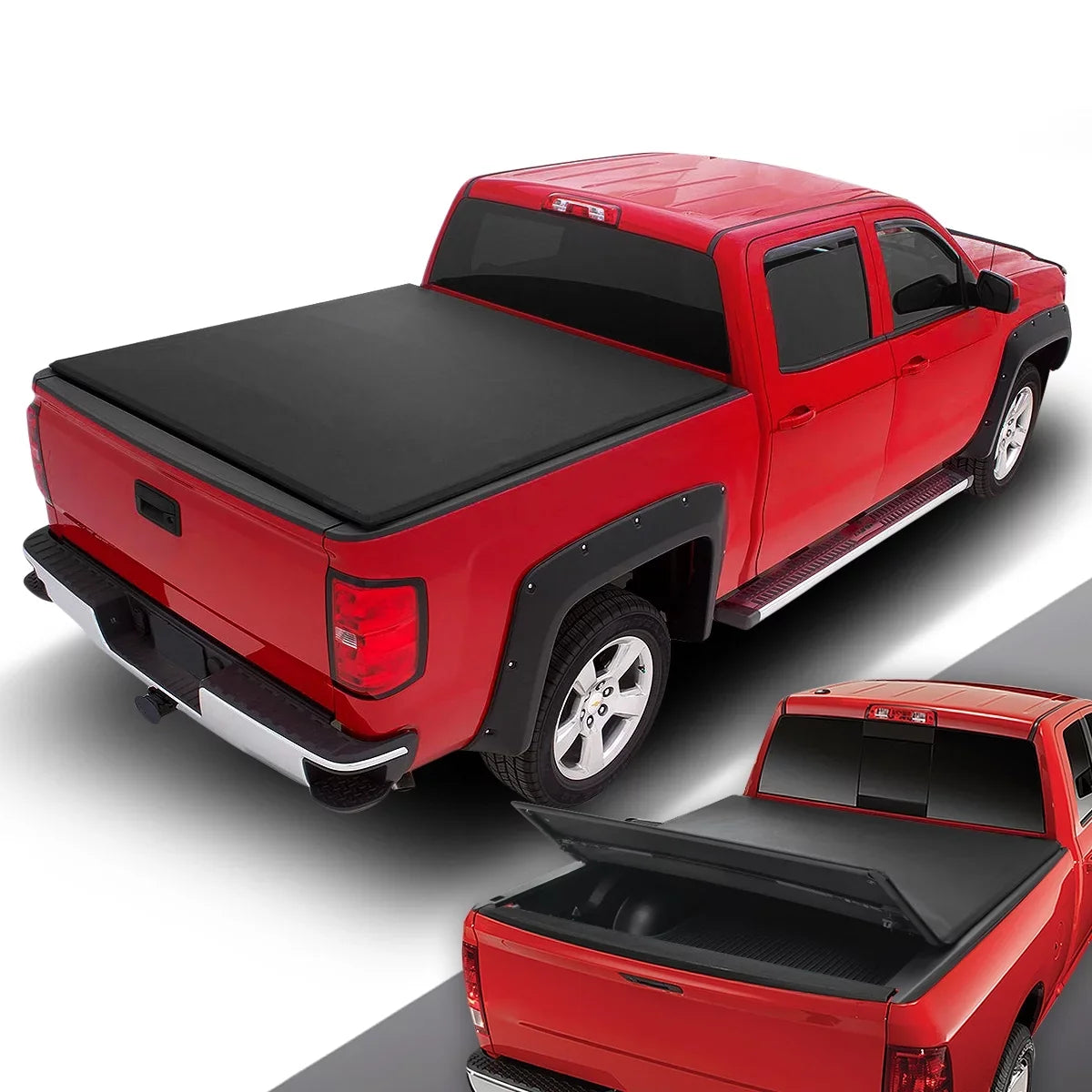 Motoring --043 for 2015 to 2019 Chevy Colorado/ Canyon 5' Bed Fleetside Adjustable Tri -Fold Soft Top Trunk Tonneau Cover 16 17 18