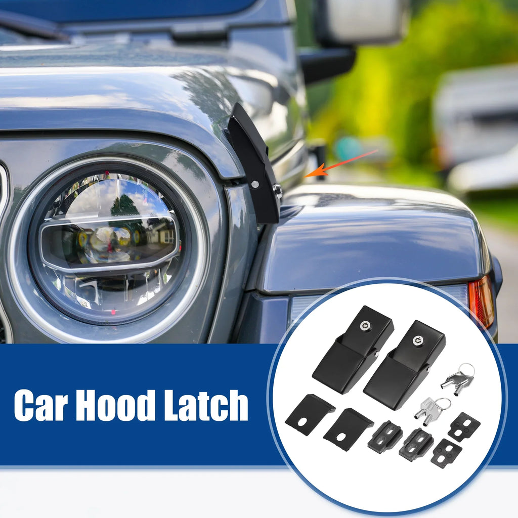 Unique Bargains 1 Pair Front Hood Latches Hood Catch Locking Fit for Jeep Wrangler   2007-2021 Black