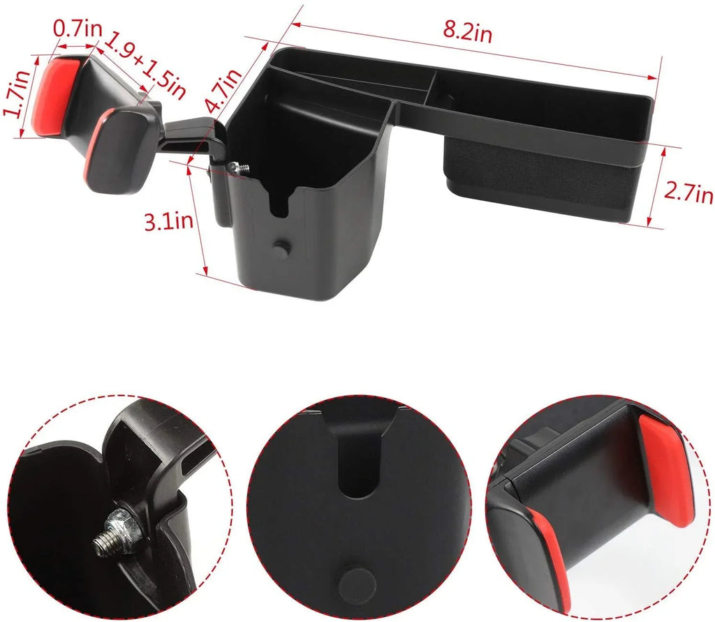 JeCar for Jeep Phone Mount Drink Cup Holder, Passenger Grab Handle Storage Tray Organizer for 2007-2010 Jeep Wrangler