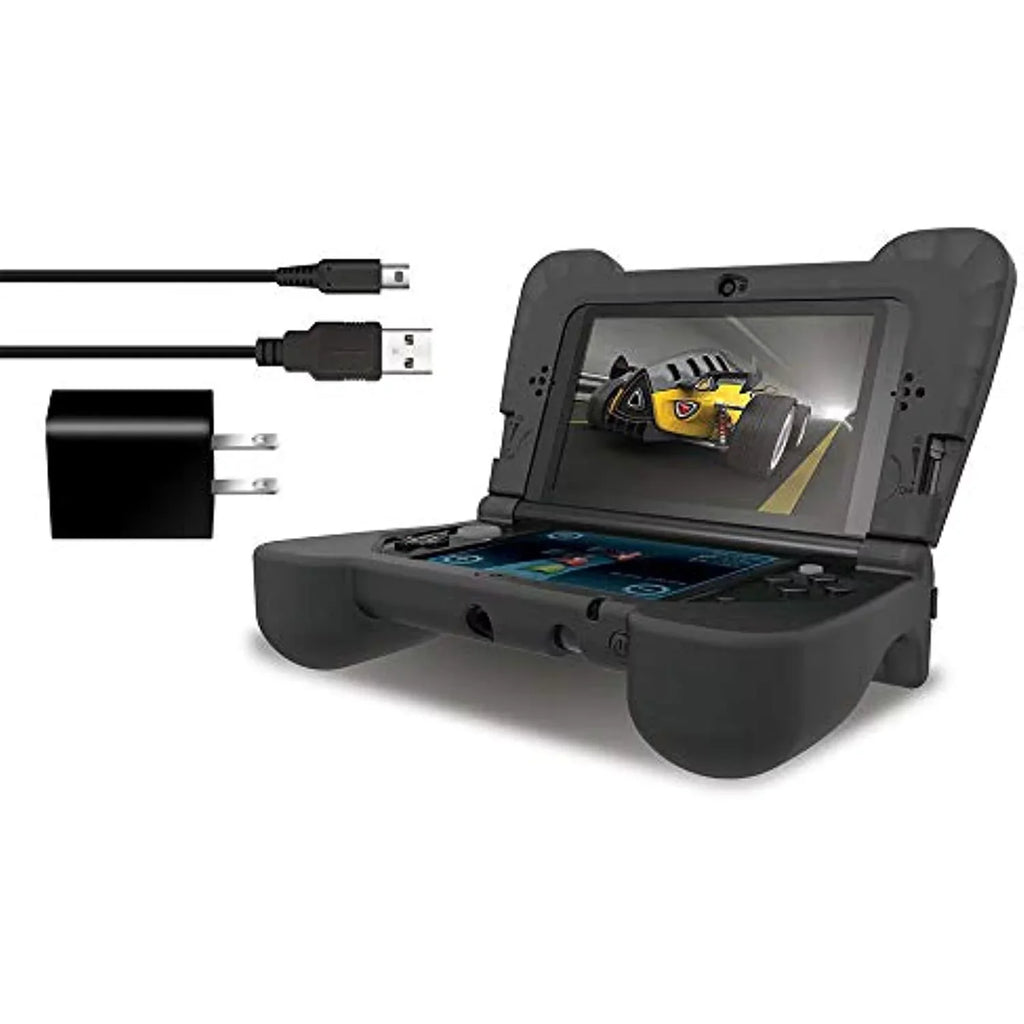 Dreamgear Power Play Kit Accessories: Compatible With Nintendo New 3Ds Xl, 3-In-1 Bundle, Soft Comfort Grip Case, Charging Cable, Ac Adapter, Black