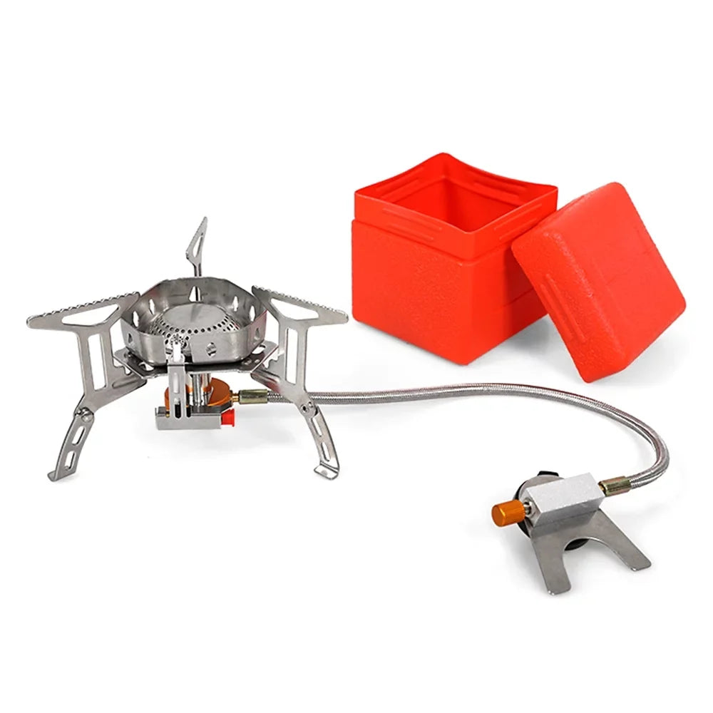 Aluminum Alloy Backpacking Stove 3500W Portable Camping Stove with Windshield, Adjustable Heat Control