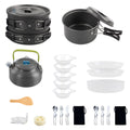 Anself Camping Cookware Mess Kit Non Stick Pot and Pan Set with Kettle for Cooking and Backpacking