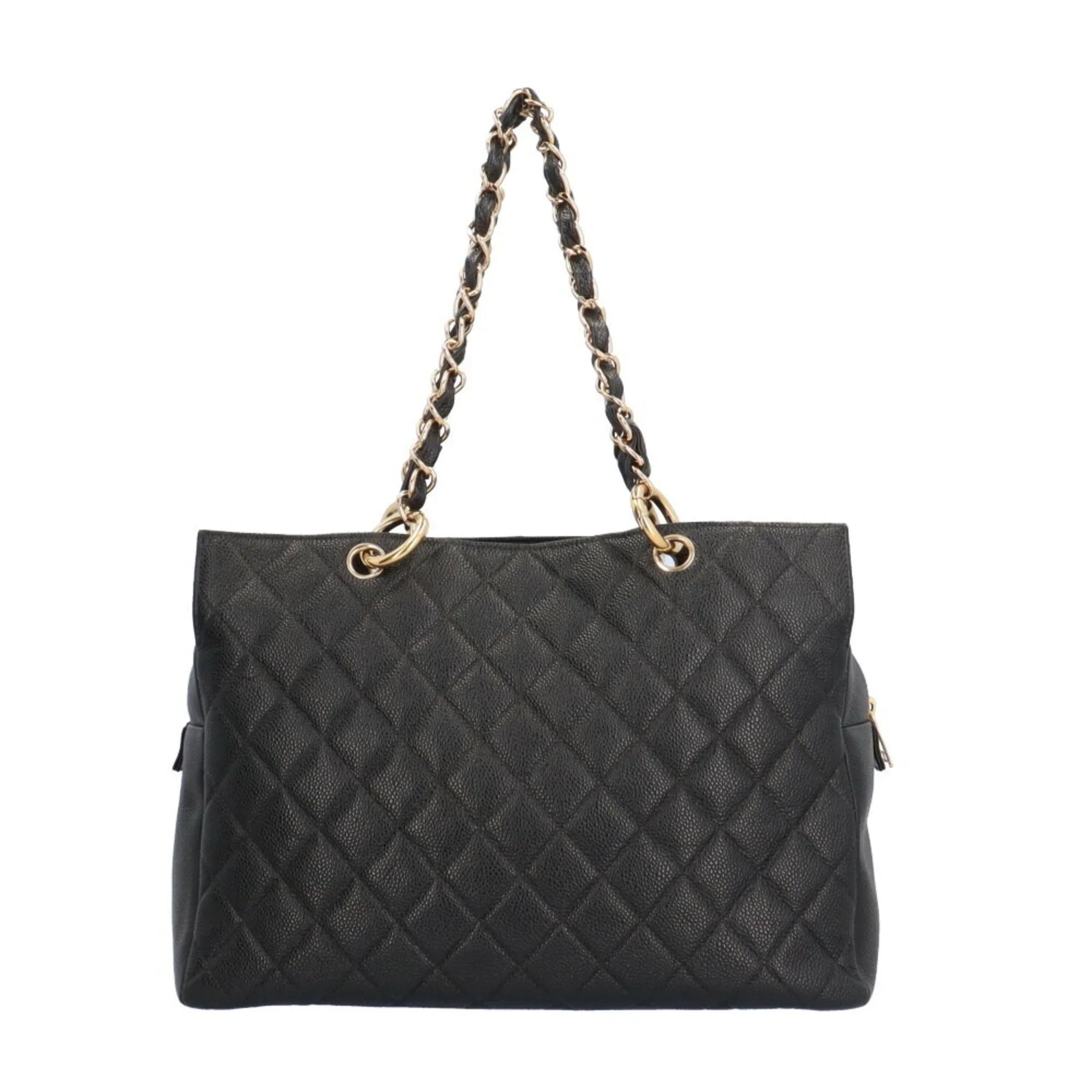 Pre-Owned  Caviar Chain Tote Shoulder Bag Skin Black Women's (Good)