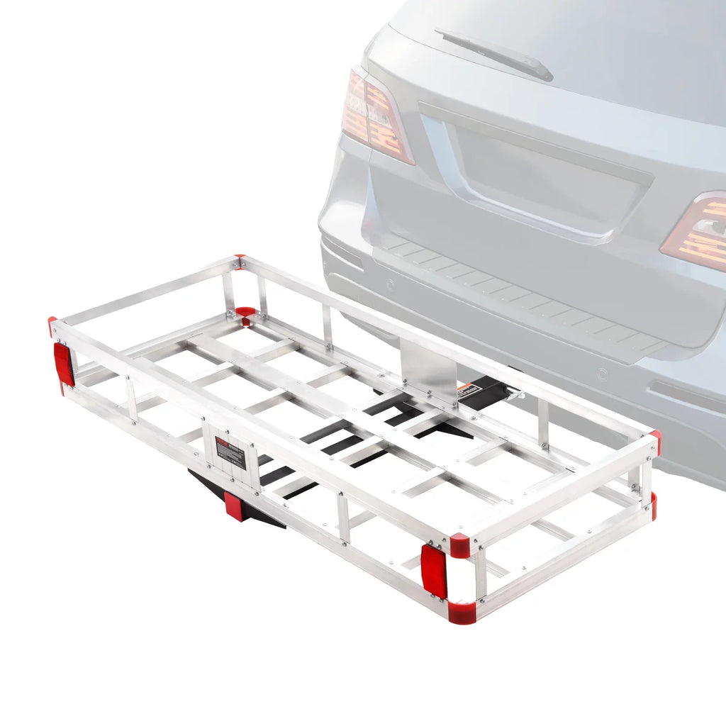Hitch Mount Cargo Carrier 47 x 20 x 6 in 500lb Aluminum Corrosion-Resistant Fits 2" Receiver Cargo Basket for SUVs Sedans Vehicles