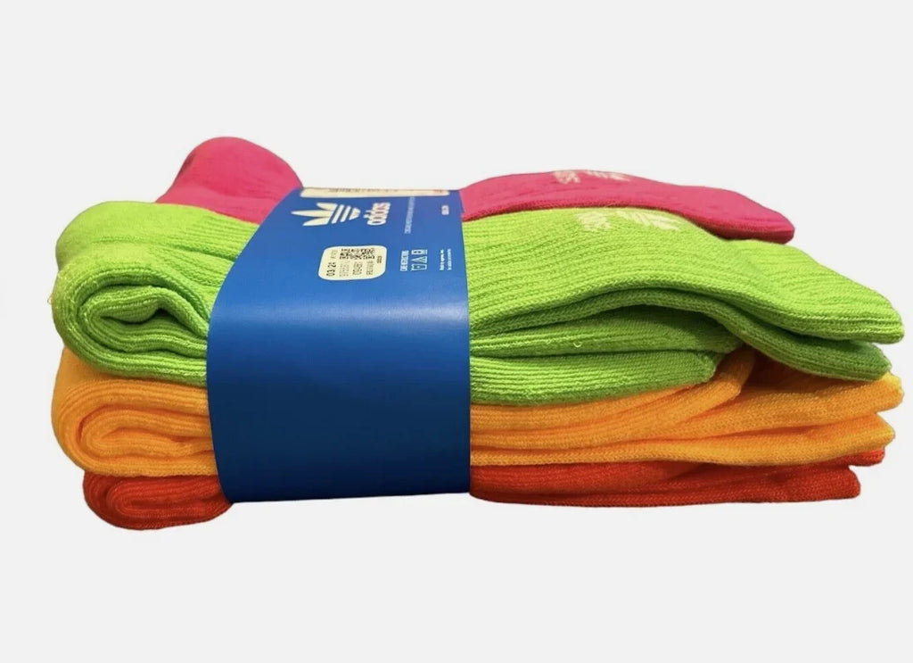 Adidas Originals Youth Trefoil Crew Socks, Multi-colored, 6 Pack, Large