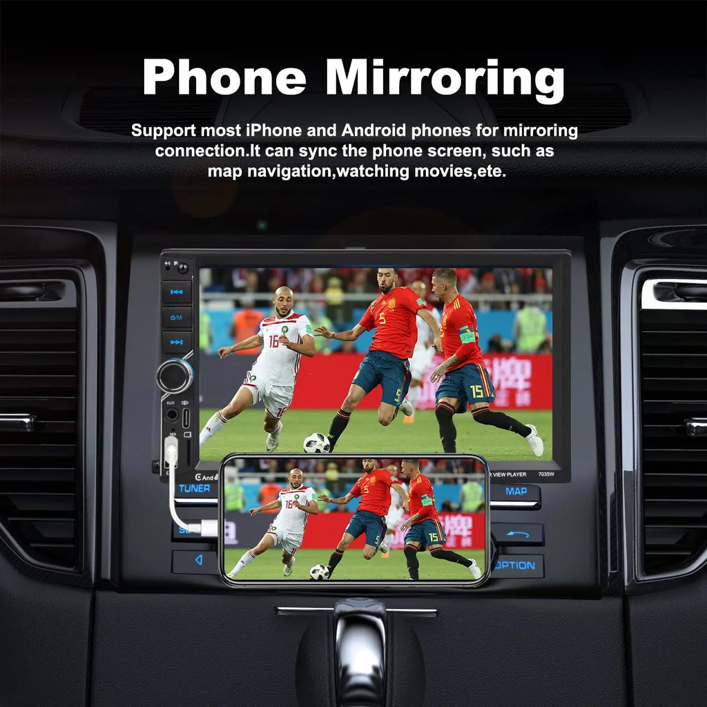 Alondy Double Din Car Stereo,Compatible with Wireless CarPlay/Android Auto,Type- ,7" Touchscreen,Mirror Link,Backup Camera,Bluetooth Voice Control,External Mic     Radio Audio Receiver