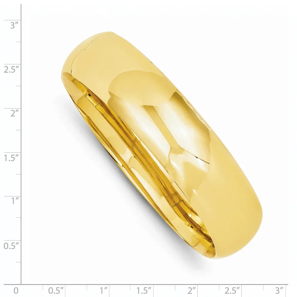 Finest GoldHP11-16O 14K Yellow Gold 0.687 mm Oversize High Polished Hinged Bangle Bracelet