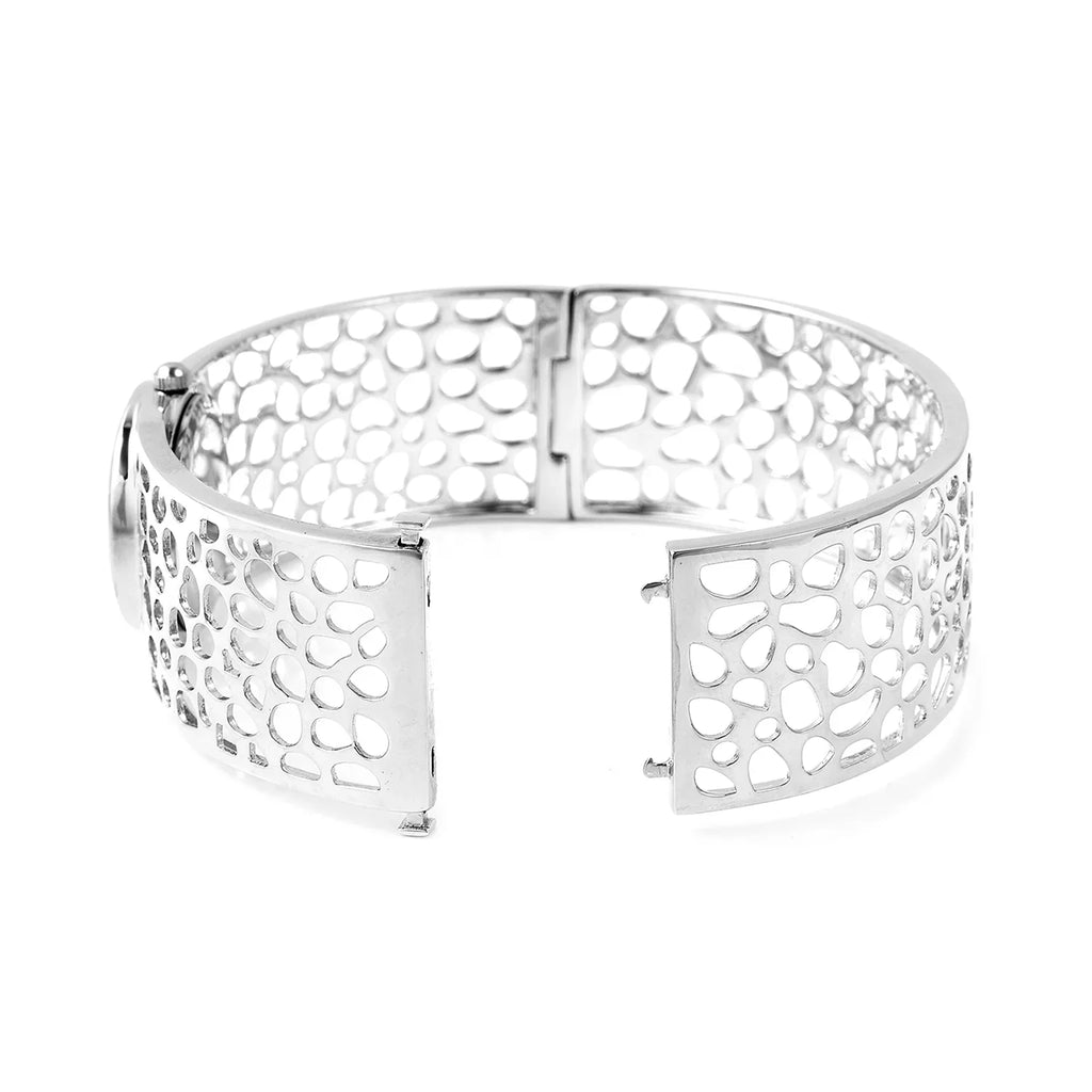 Rachel Galley Swiss Movement Watch Bangle Bracelet Silver Back 7.5 in