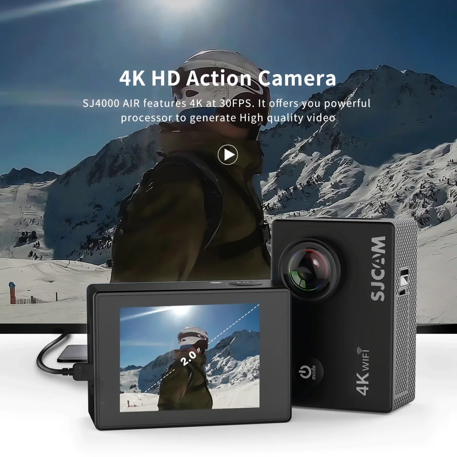 moobody  4K Sports Camera with WiFi , Share Your Adventures with 16MP Photos and 2,inch  Screen!