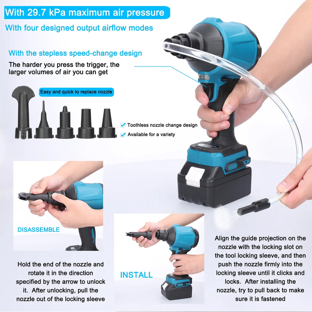 Spirastell Air Dust Machine,Fan Compatible Makita dsfen Inflator Cleanner Fan Air Inflator Cleanner Compatible Makita Battery