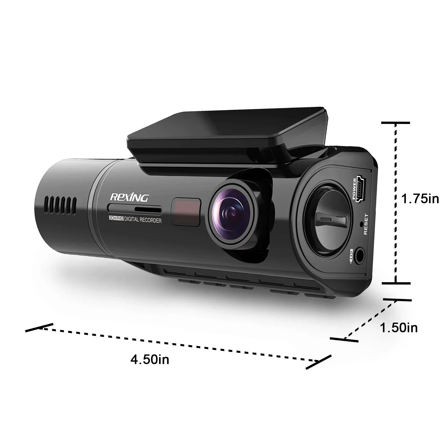 Rexing  Basic Dual Camera Front and Inside Cabin Full  1080p Dash Cam with Wi-Fi