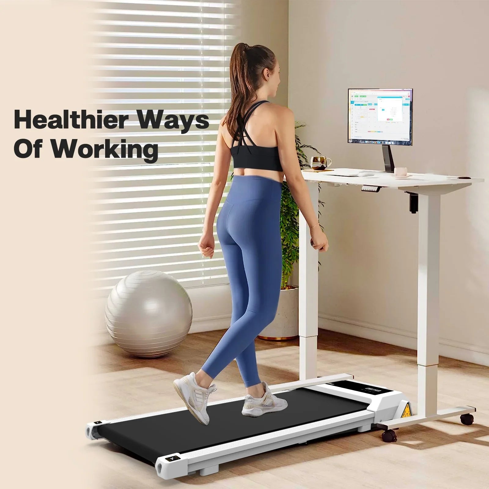 Compact Under Desk Treadmill with  Display & Bluetooth Speakers - 48.5 - Stay active all day with our innovative Under Desk Treadmill!