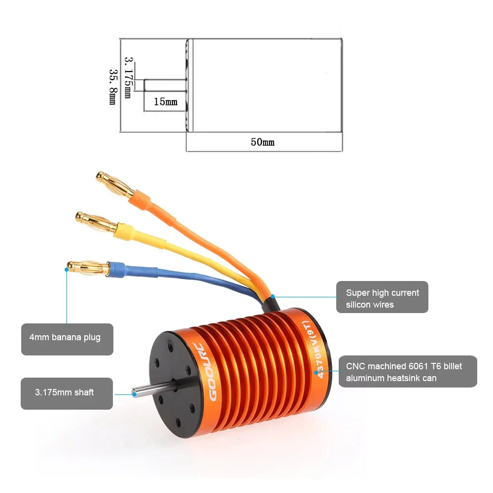 GoolRC  Accessory,Motor 45a  4370kv Motor With 45a Motor And 45a Set 110 1/10 Remote Car 45a Esc Combo Set Car MotorCar 45a 110waterproof MotorCombo  Waterproof Rookin 1/10
