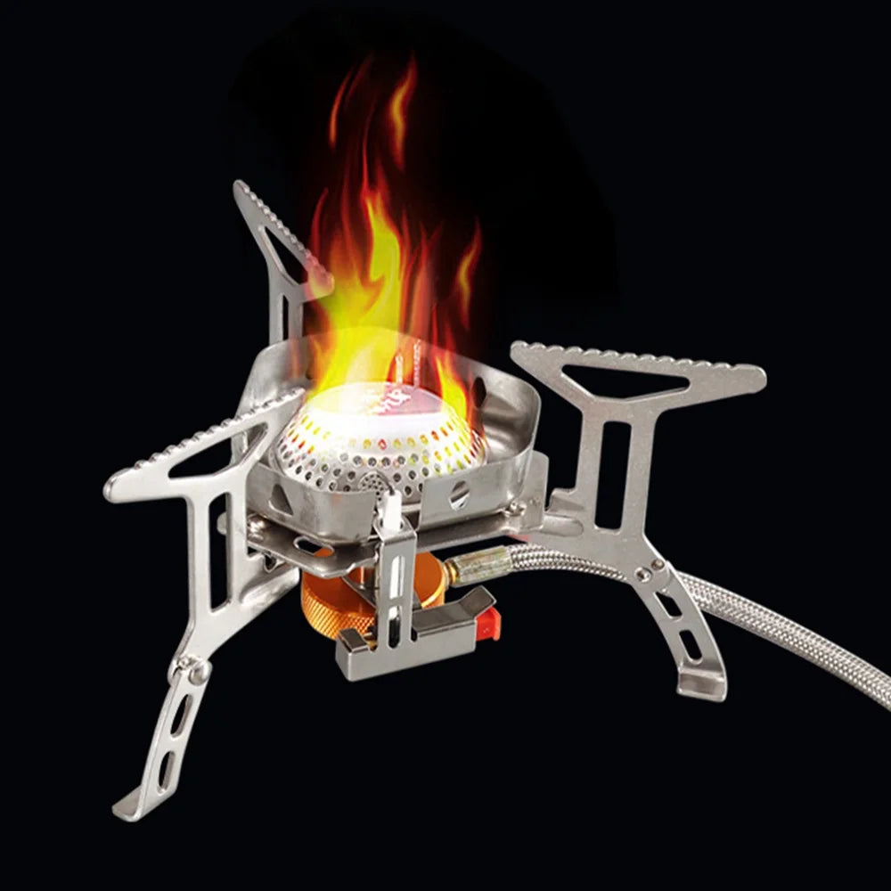 Aluminum Alloy Backpacking Stove 3500W Portable Camping Stove with Windshield, Adjustable Heat Control
