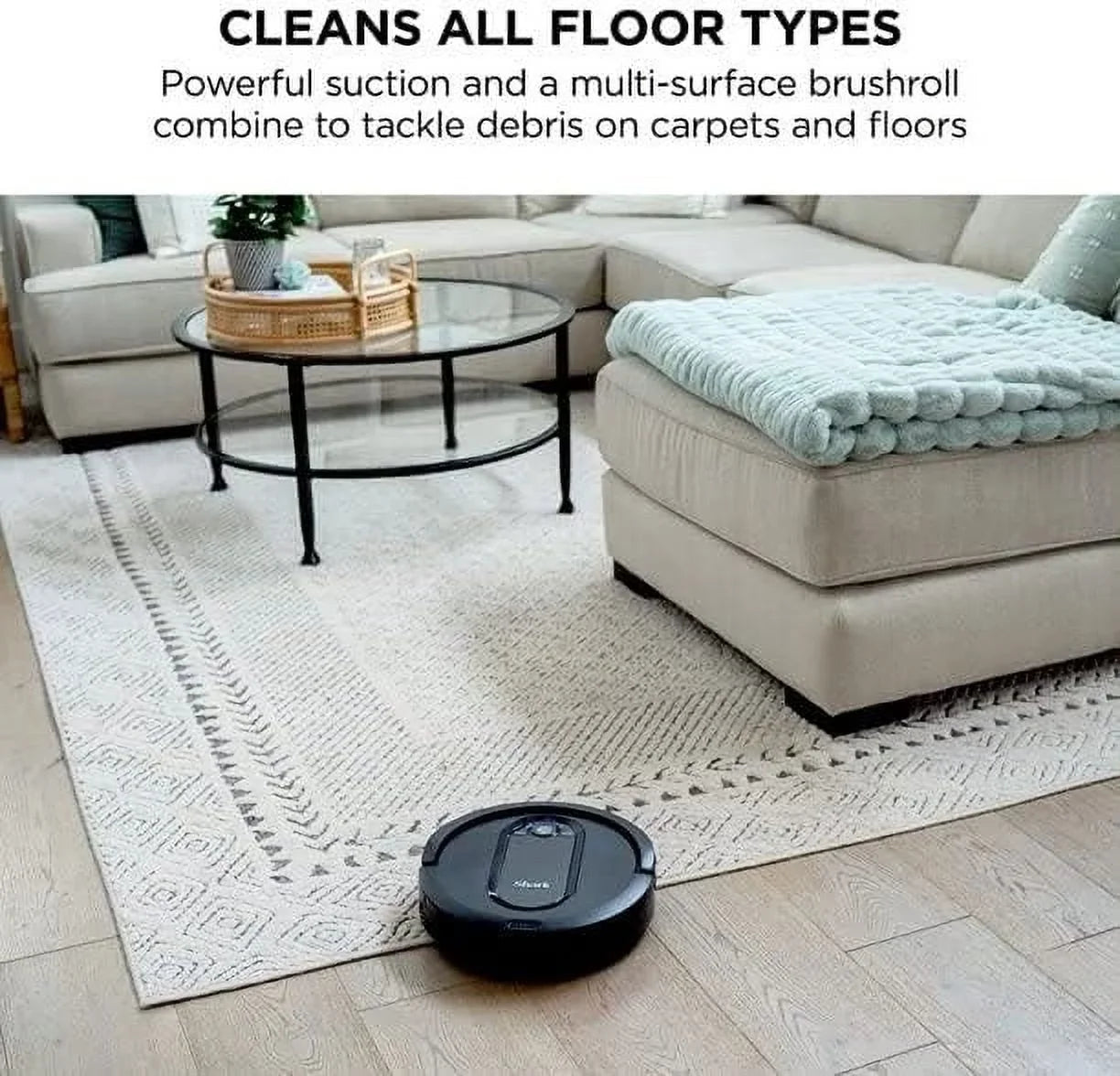 Restored Shark   Robot Vacuum with Row-by-Row Cleaning, Powerful Suction, Perfect for Pet Hair, Wi-Fi, Carpets & Hard Floors (Black)- Renewed