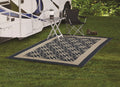 Auto Drive Blue / Tan Flower Design 9x12ft Reversible  Patio Mat, Good for  Patios and Garden