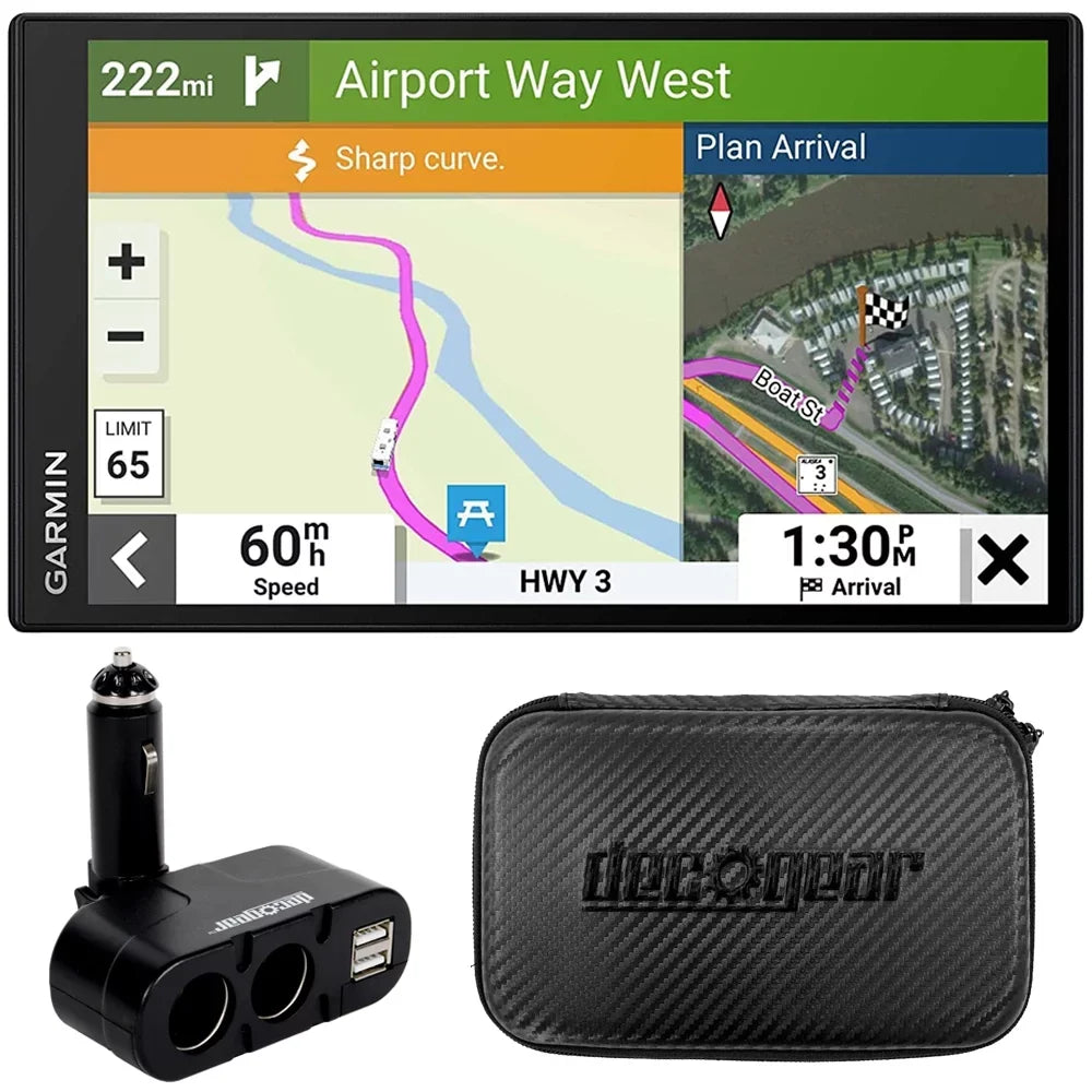 Garmin 010-02747-00  795 7"   Navigator Bundle with Deco Gear Dual /24V Electronic Multifunction Car Socket and 7 Inch Hard  Case with Zipper for Tablets and