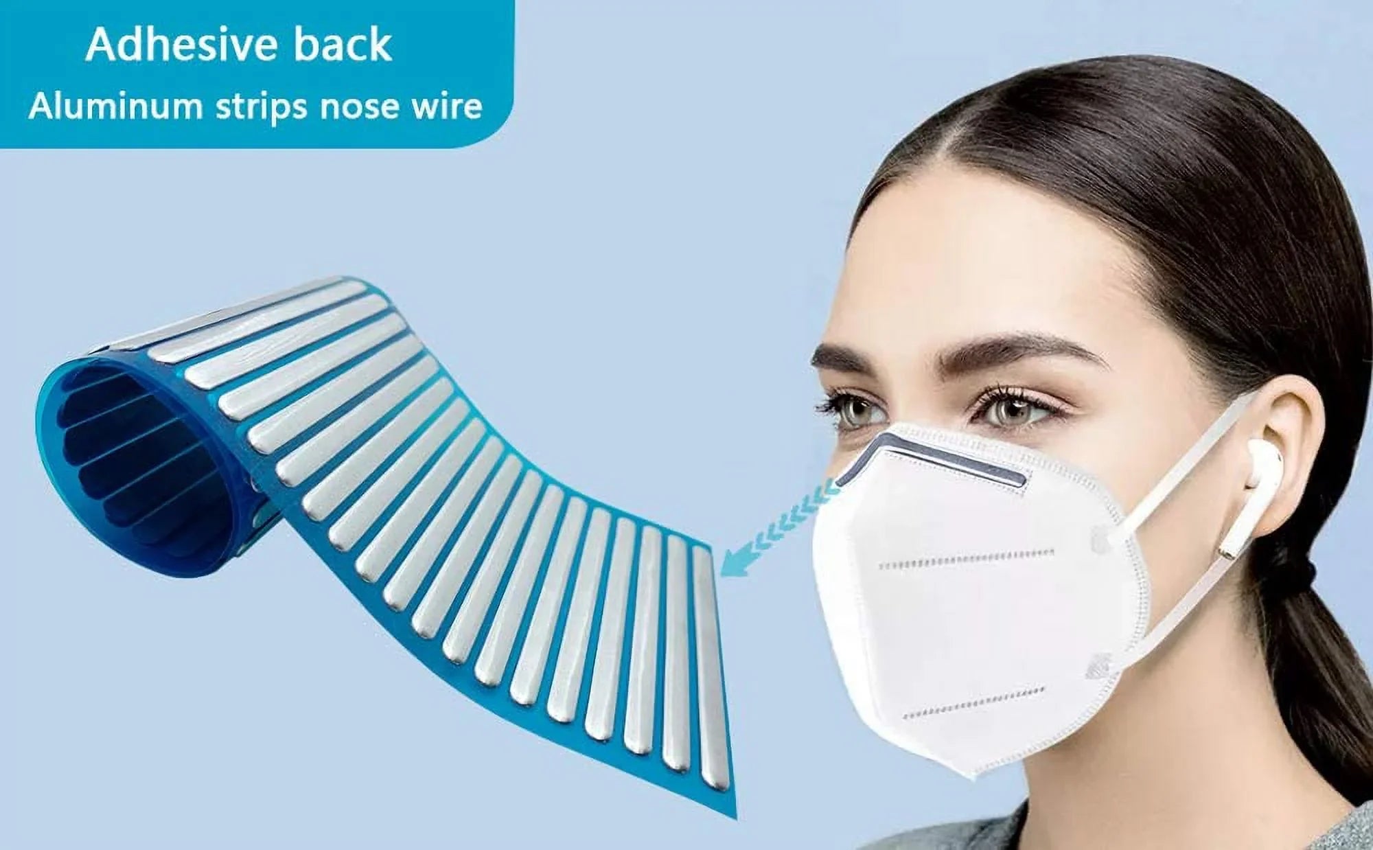 Aluminum Strips Adhesive Back Nose Wire Nose Bridge for Mask 90MM Metal Flat Nose Clips Nose Bridge Bracket  Wire for Sewing Crafts (100PCS)
