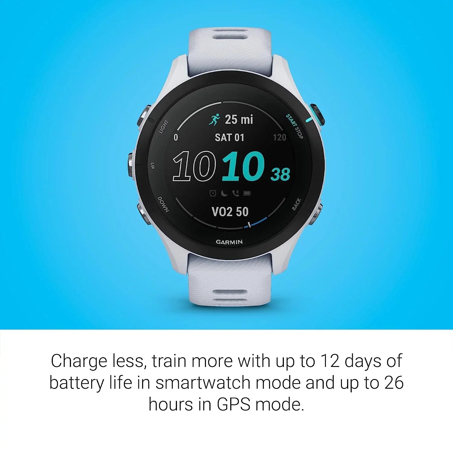 Garmin Forerunner 255S Music, Smaller  Running Smartwatch with Music, Advanced Insights, Long-Lasting Battery, Whitestone with Charging Base,  Car/Wall Adapters & 6Ave Cleaning Kit