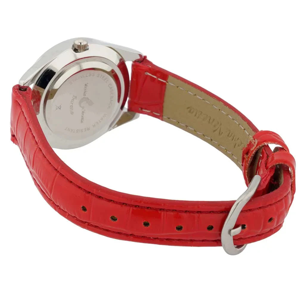 GlassOfVenice Murano Glass Watch Millefiori And Crystals With Leather Band - Red