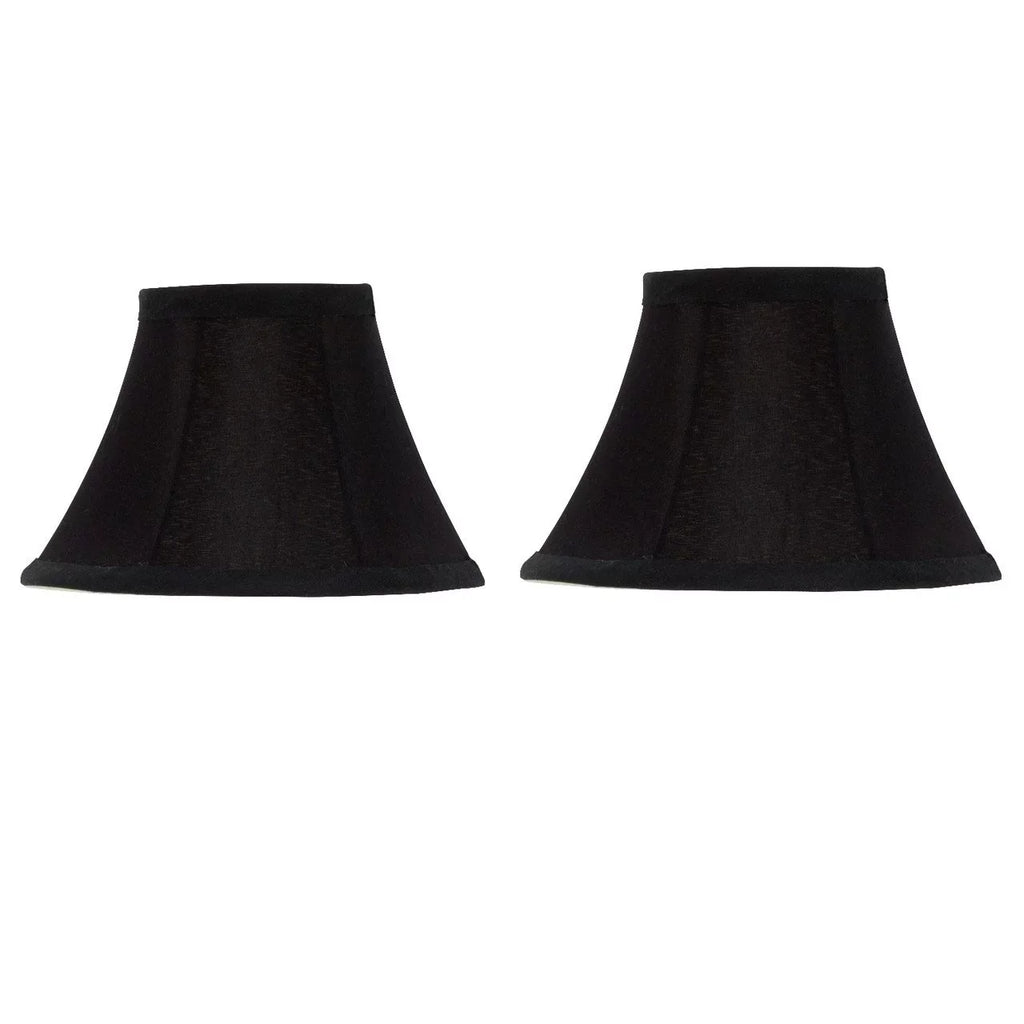 Set of 2 Chandelier Lamp Shades 6 inch Black Silk with Gold Lining