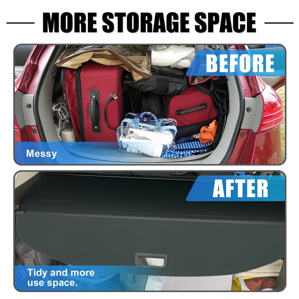 Unique Bargains Retractable Cargo Cover Rear Trunk enclosure Shield Shade Ajustable Fit for Nissan Rogue 2021-2024 Black