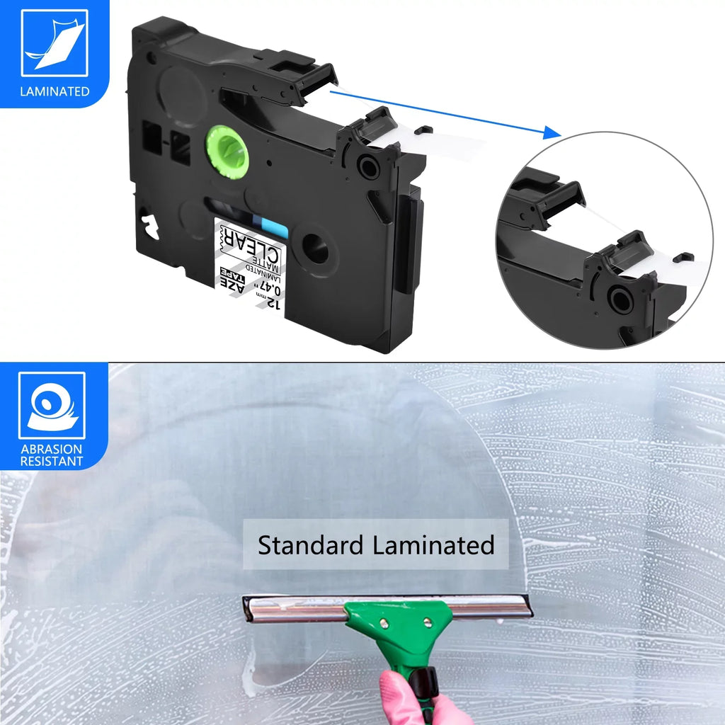 50PK Compatible for Brother -touch Black on Matte Clear 12mm 0.47" TZe- -  TZeM31 Laminated Label Tape
