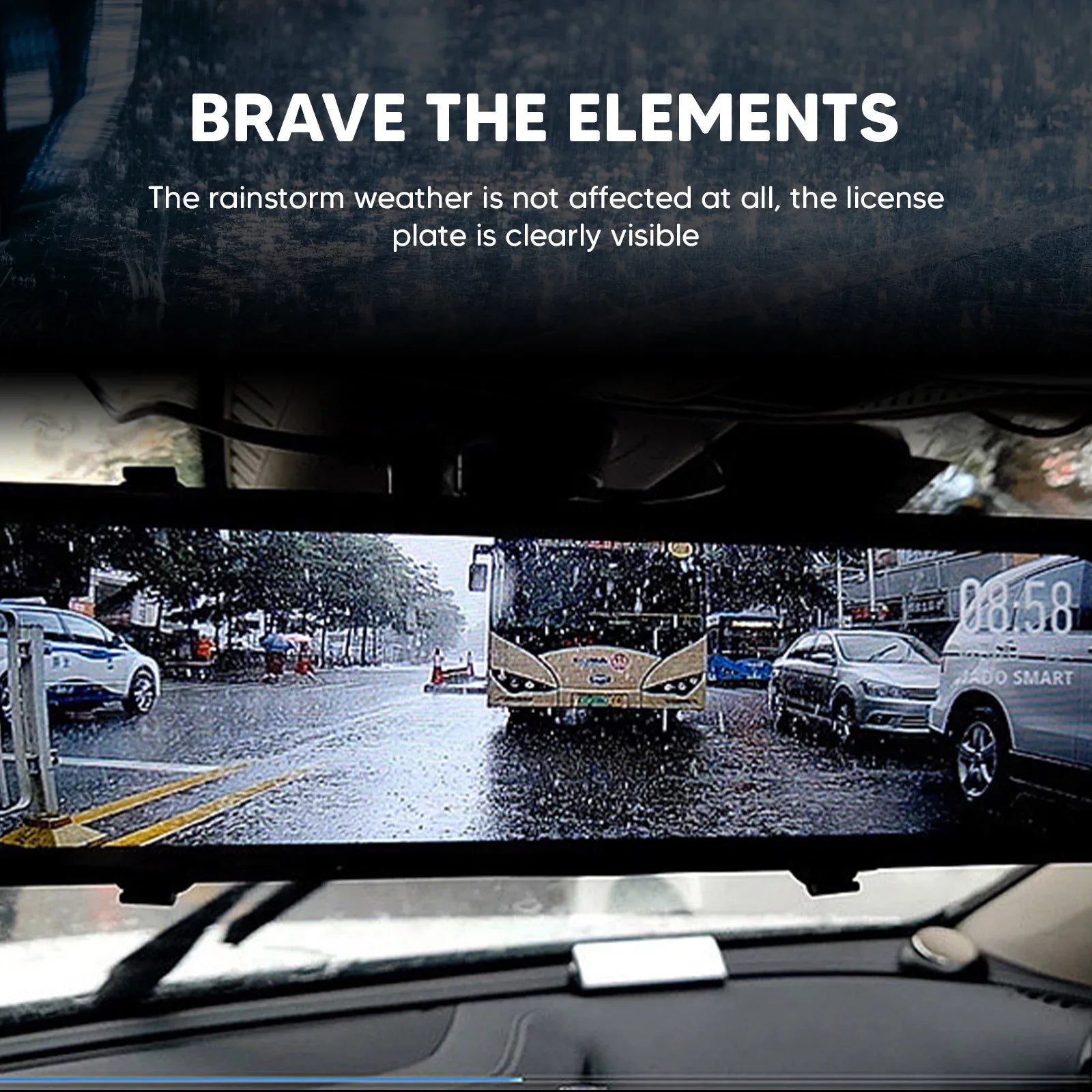4K 12" Car Dash Cam Touch Screen with Rear View Mirror Camera Waterproof  Video Recorder Night Vision Motion Detection -Sensor