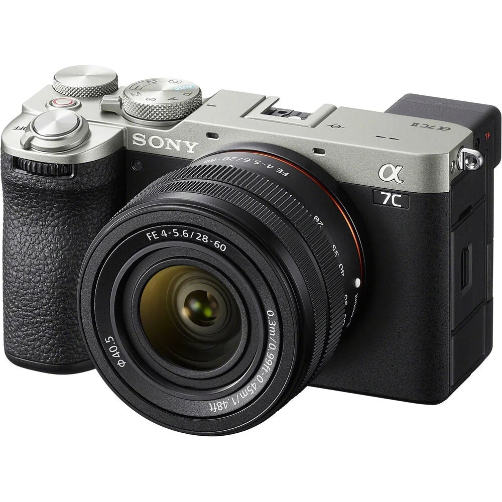 Sony a7C  Full Frame Mirrorless Camera Body with 28-60mm -5.6 Lens Silver -7CM2L/ Bundle with Deco Gear Photography Bag Case + Extra Battery + Charger + Tripod + Software Kit & Accessories