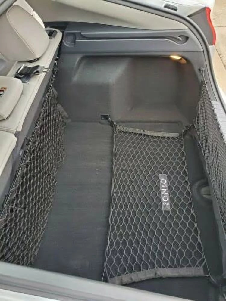 (Qty.3) Trunk Organizer Cargo Nets for   2017-2019 – Floor & 2 Envelope Style Cargo Nets for Hatchback – Premium Mesh Elastic Car Trunk Organizer – Compatible