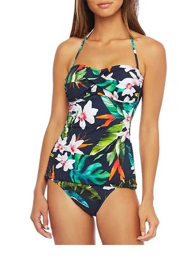 Lauren Ralph Lauren  Watercolor Tropical Print Tankini Swim Top,  16