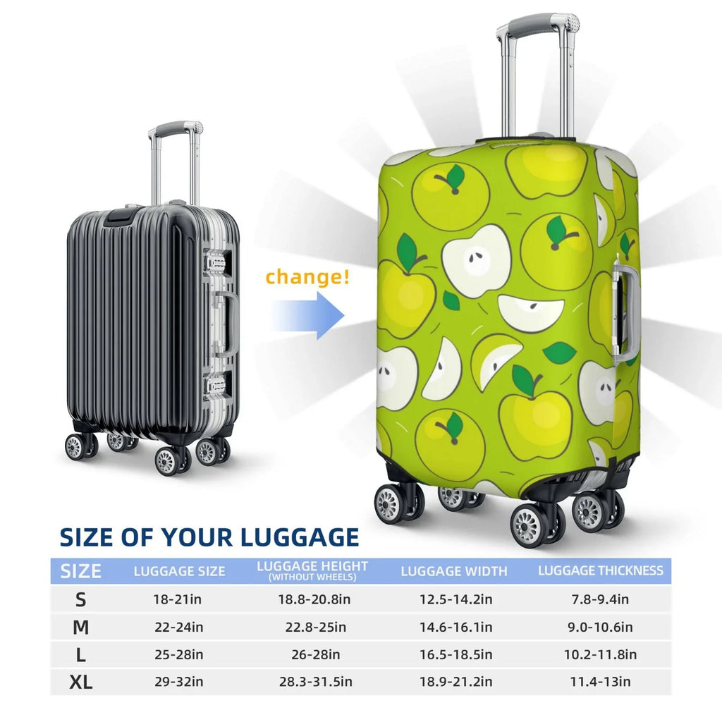 Junzan Green Apple Print Washable Luggage Cover - Fashion Suitcase Protector Fits 18-32 Inch Luggage