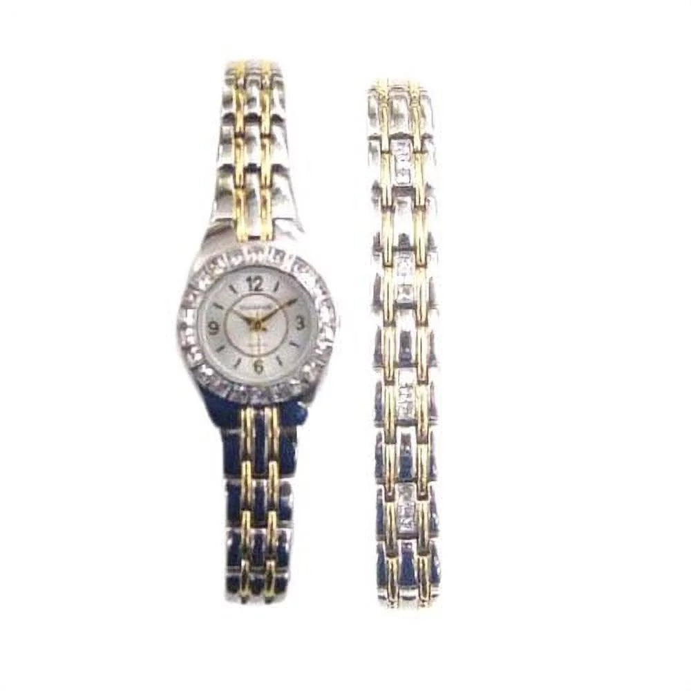 Elgin Adult Female Two-Tone Dress Watch and Bracelet Set ()