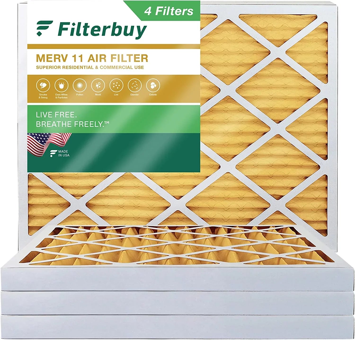 Filterbuy 16x18x2  11 Pleated   Furnace Air Filters (4-Pack)