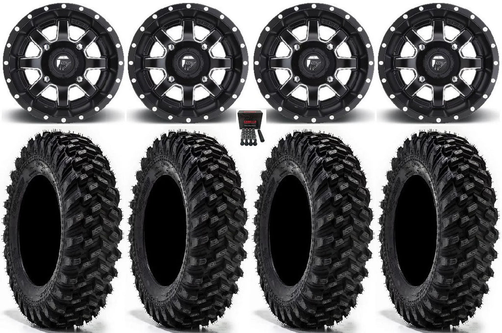 Fuel Maverick 15" Wheels Black 30" Warrior  Sticky Tires Kawasaki Teryx Mule