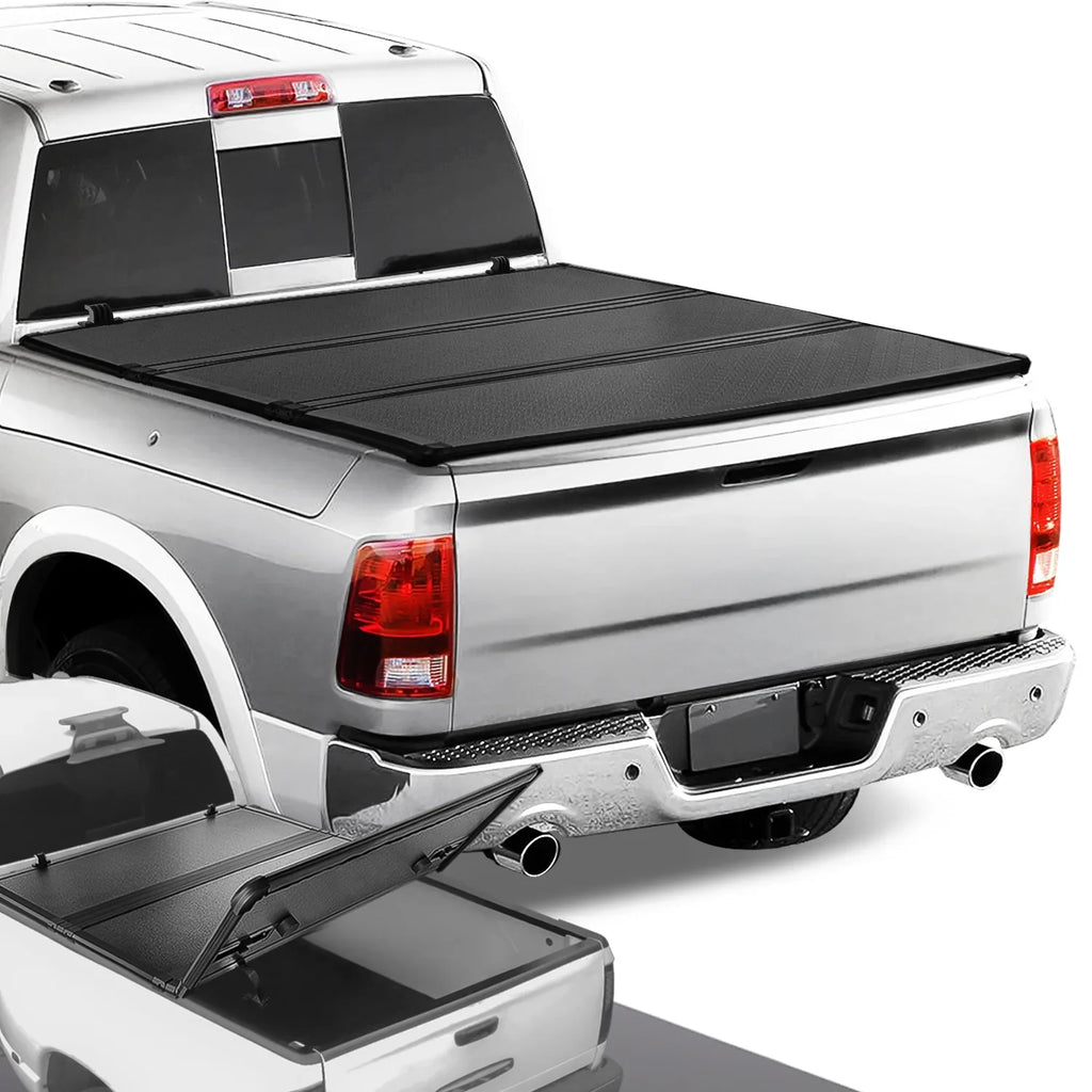 Motoring --028 For 2009 to 2022 Ram Truck 1500 / 3500 Fleetside 6.5Ft Short Bed Hard Solid Tri -Fold Tonneau Cover