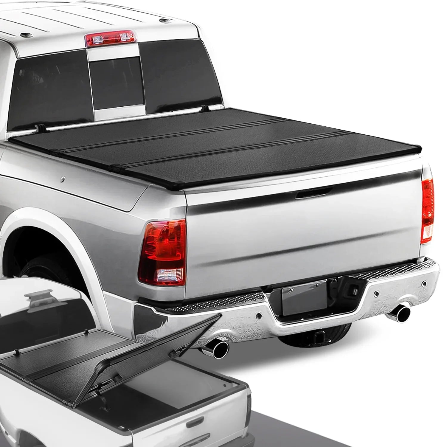 Motoring --028 For 2009 to 2022 Ram Truck 1500 / 3500 Fleetside 6.5Ft Short Bed Hard Solid Tri -Fold Tonneau Cover
